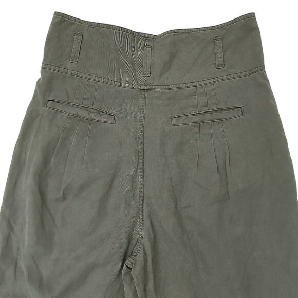 Frame Harem Pants Womens Medium Green Pleated High Rise Tapered Ankle Zip - Picture 7 of 12